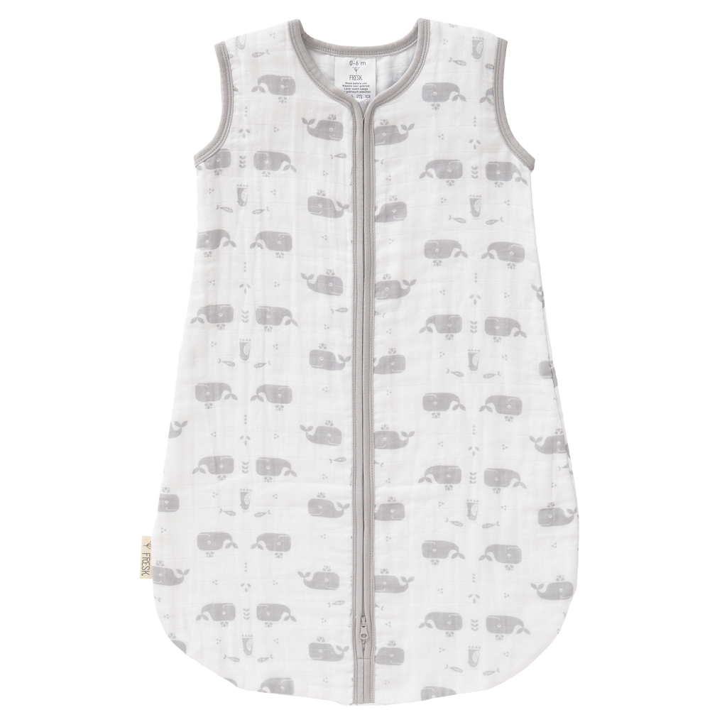 Slaapzak muslin 2-laags Whale dawn Grey