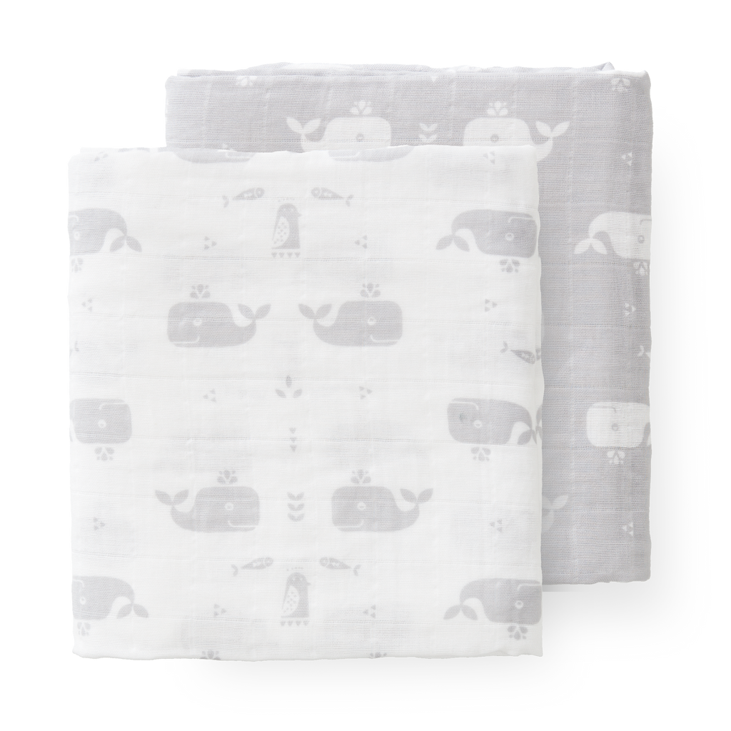 Swaddle set Whale Dawn Grey (2 stuks)