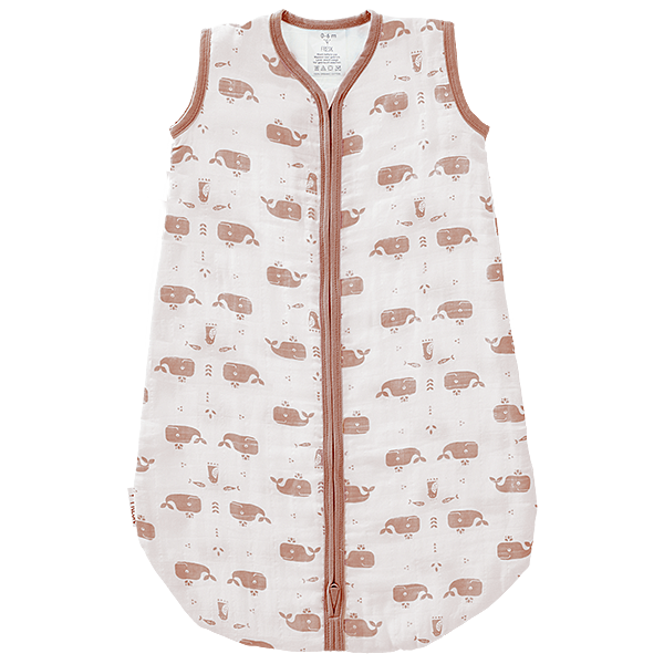 Slaapzak muslin 2-laags Whale Mellow Rose Wit