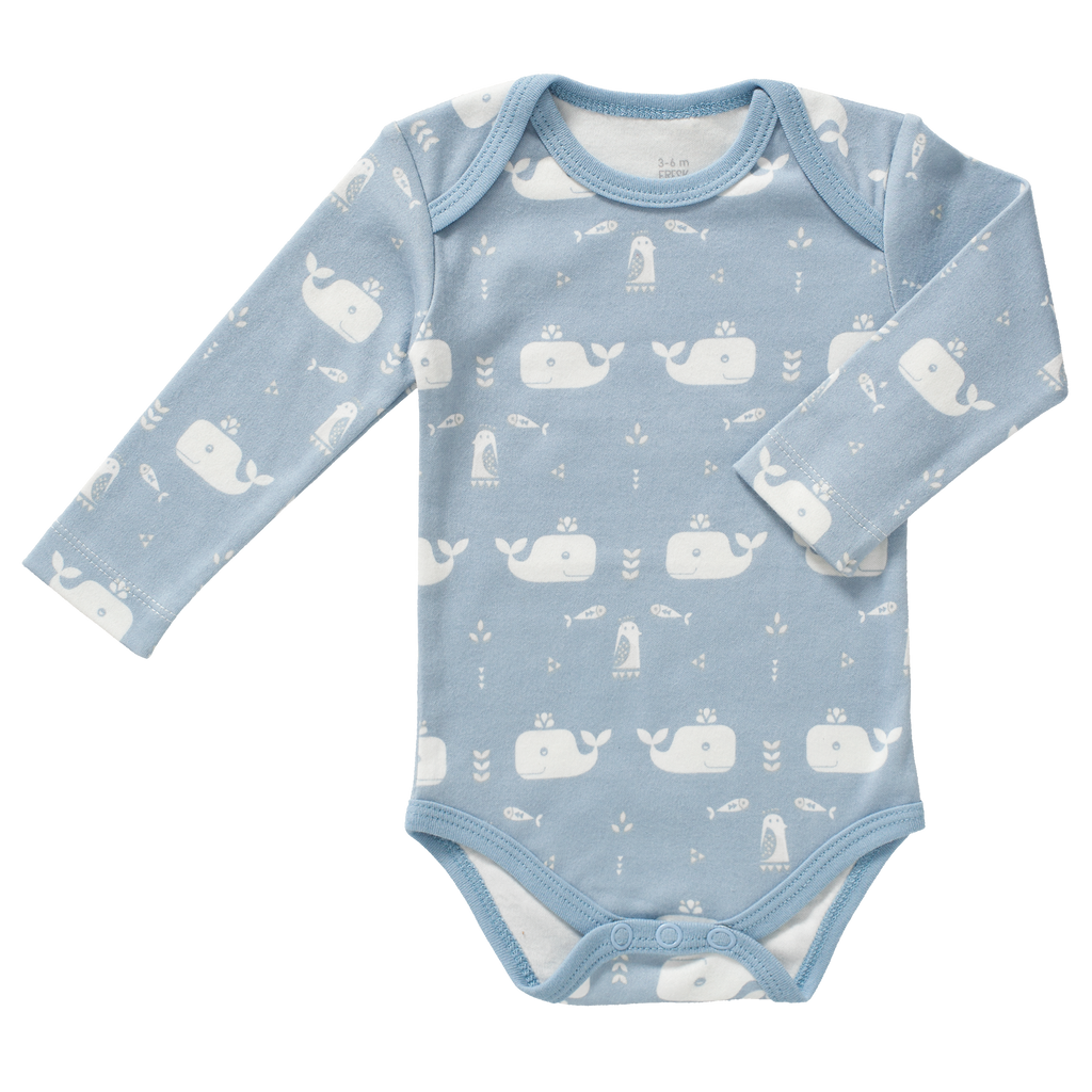 Romper lange mouw Whale Blue Fog