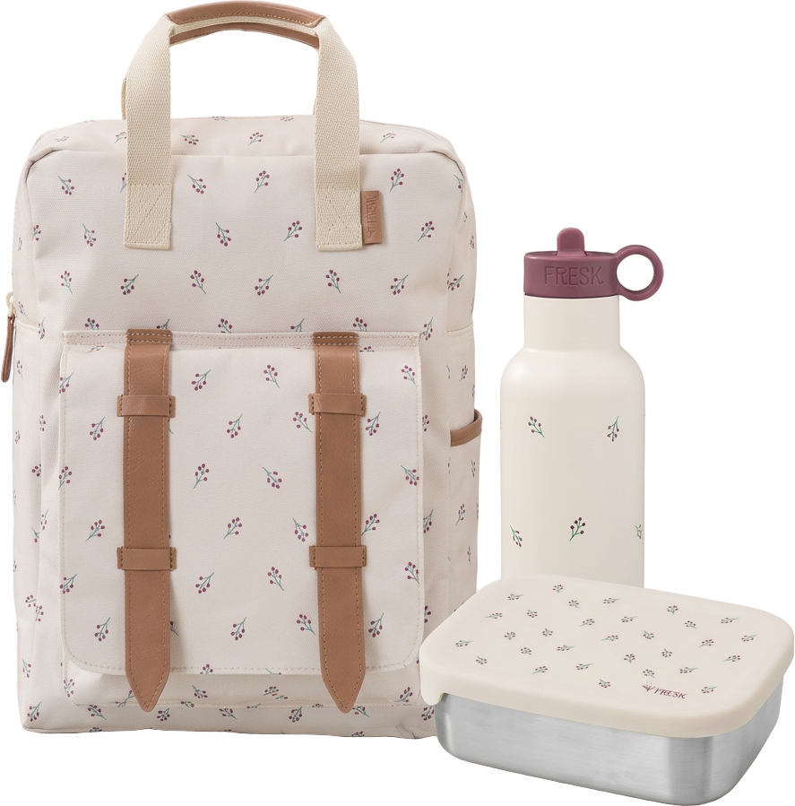 Schoolset Berries met grote rugzak, thermosfles en lunchbox
