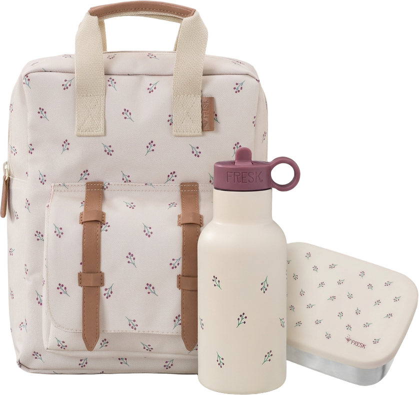 Schoolset Berries met kleine rugzak, thermosfles en lunchbox