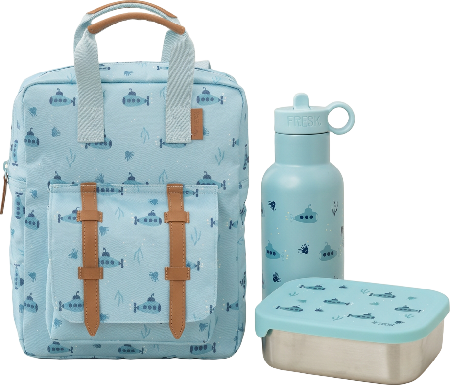 Schoolset Submarine met kleine rugzak, thermosfles en lunchbox