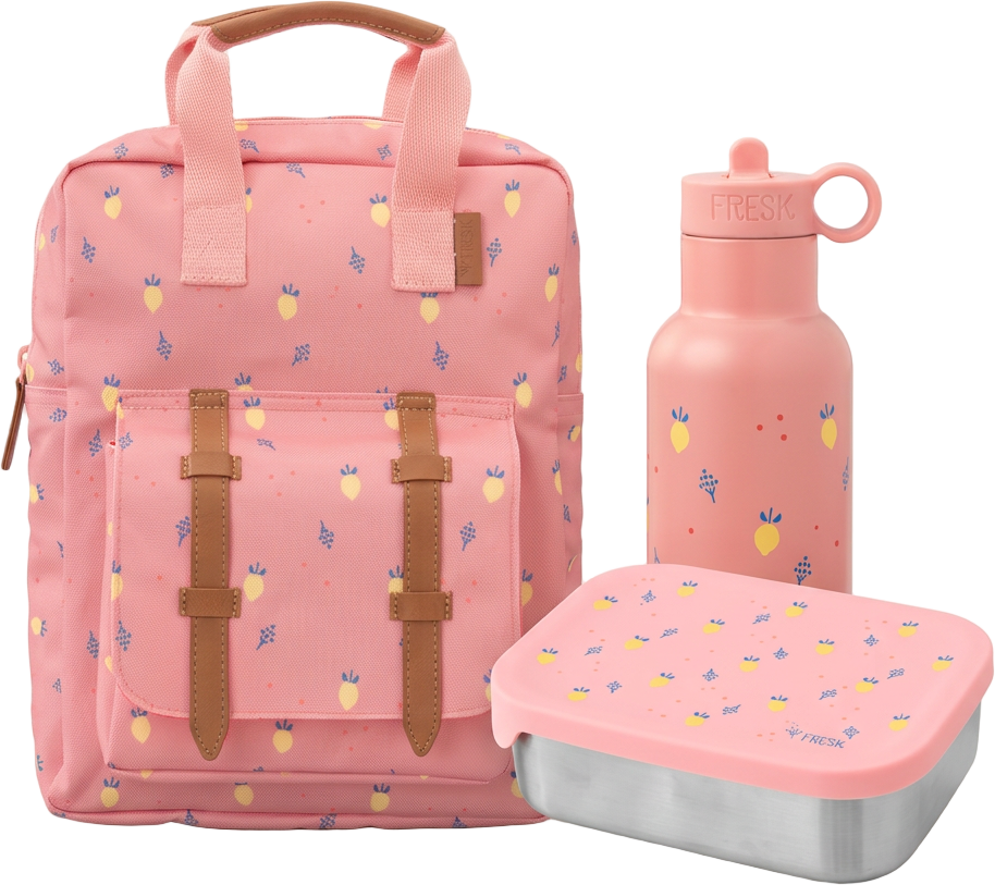 Schoolset Summer fruit met kleine rugzak, thermosfles en lunchbox